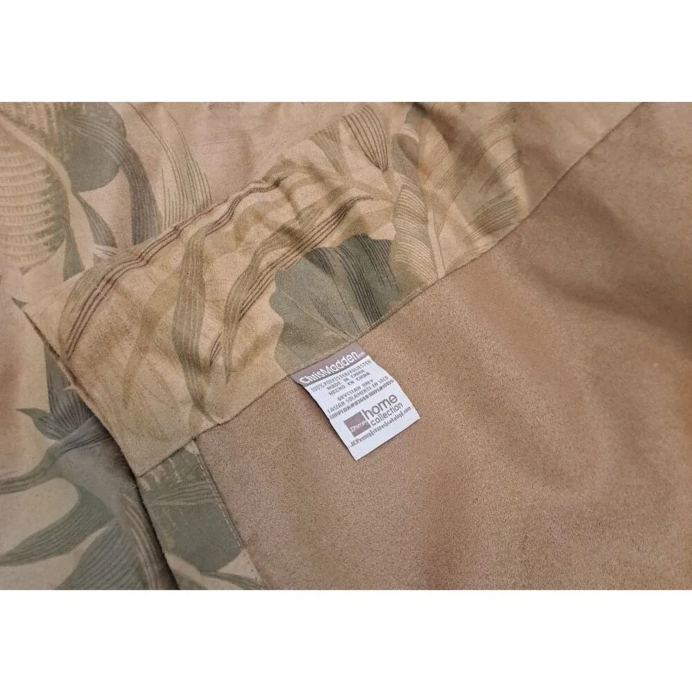 Lotus Flower Valance Microfiber Green Beige 86x17 Chris Madden Muted Colors